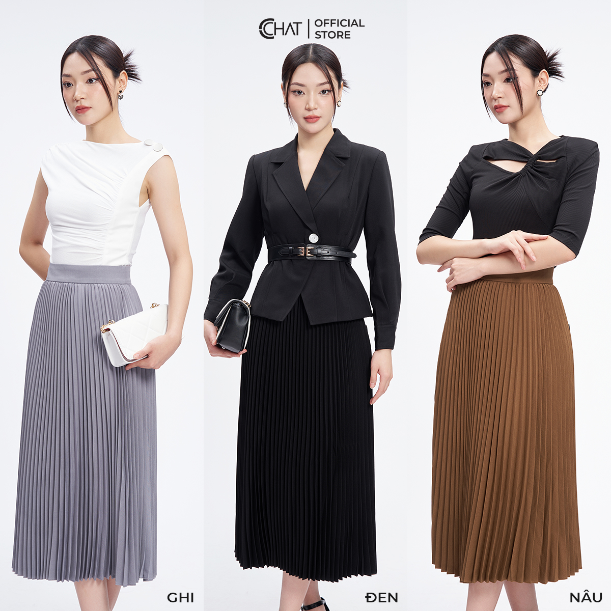 Chân Váy Xếp Ly Dáng Midi Chất Tuytsi Cao Cấp Phong Cách Thanh Lịch 53CDS2014LT