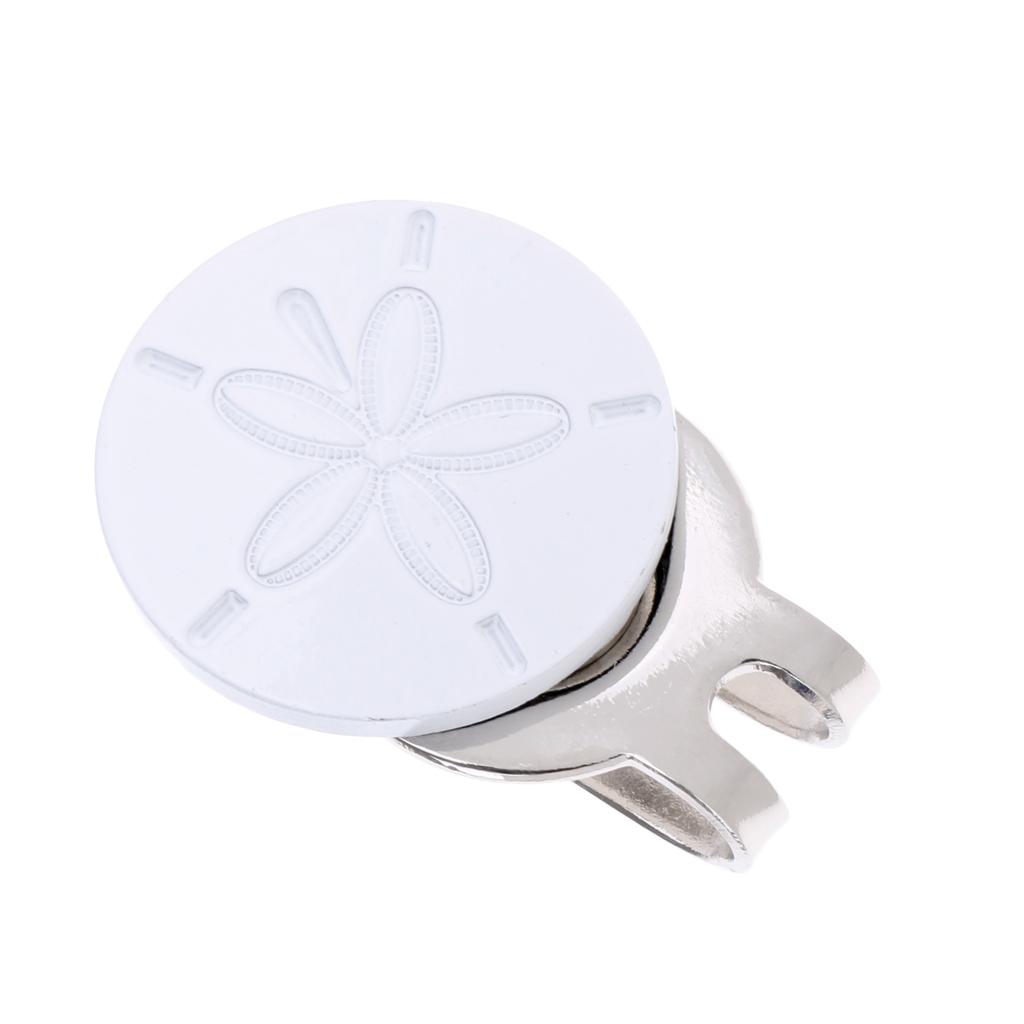 Sturdy Alloy White Flower Magnetic Golf Ball Marker Clip On Cap Visor Gift