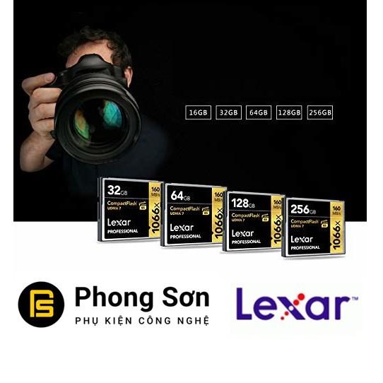 Thẻ nhớ CF Lexar 128GB Pro 1066X 160MB/s - cho máy ảnh chuyên nghiệp, tốc độ cao (Đen, Vàng) - Hàng Chính Hãng