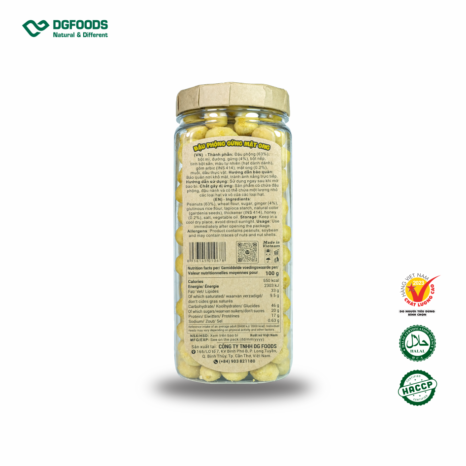 Đậu phộng gừng mật ong 250g DGfoods/Honey & ginger coated peanuts/HVNCLCL/ HACCP/ HALAL/ đặc sản cần thơ, Ăn chay được