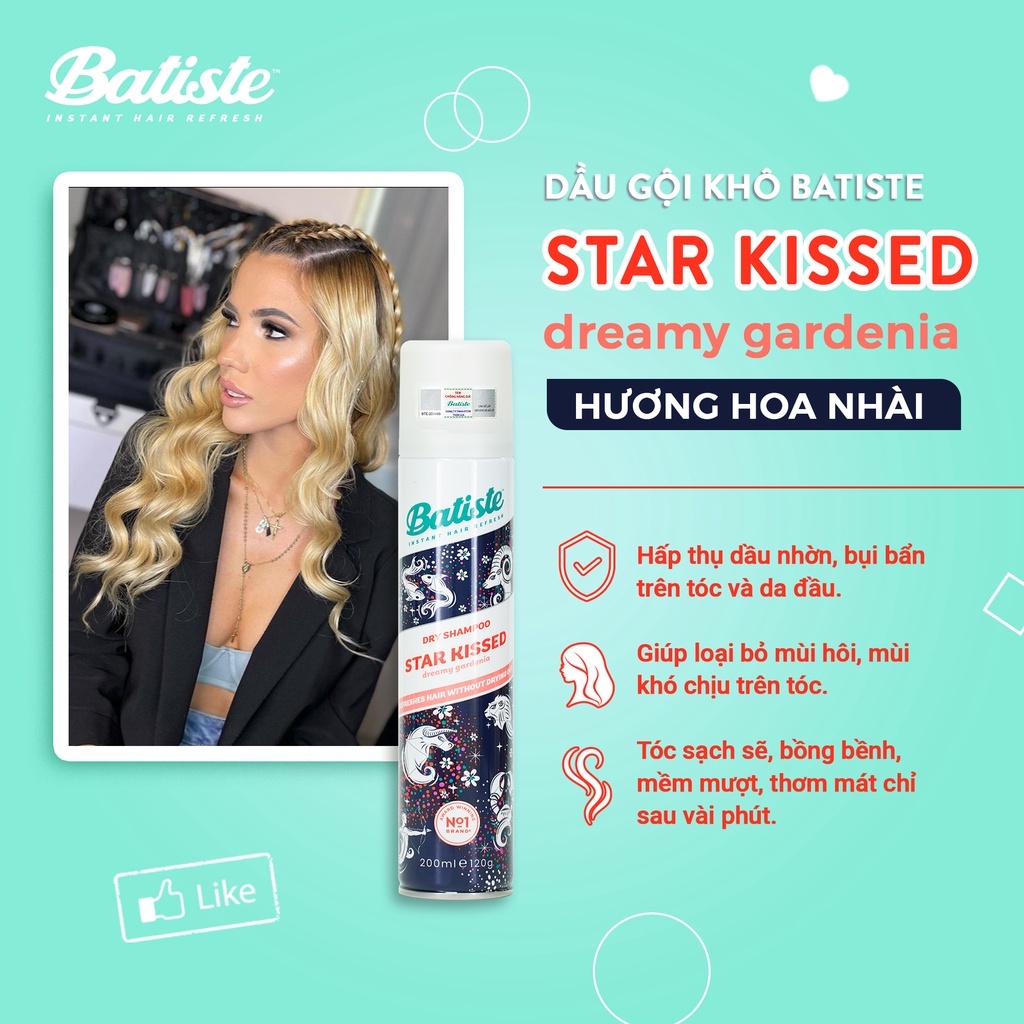 Dầu Gội Khô Batiste Star Kissed Hương Hoa Nhài Tây 200ml