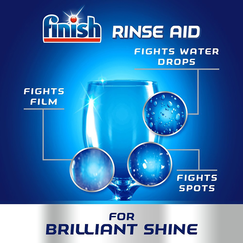 Nước làm bóng và khô chén, đĩa Finish Dishwasher Rinse Aid Shinier &amp; Drier Dishes Lemon Sparkle 800ml QT004996 - hương chanh