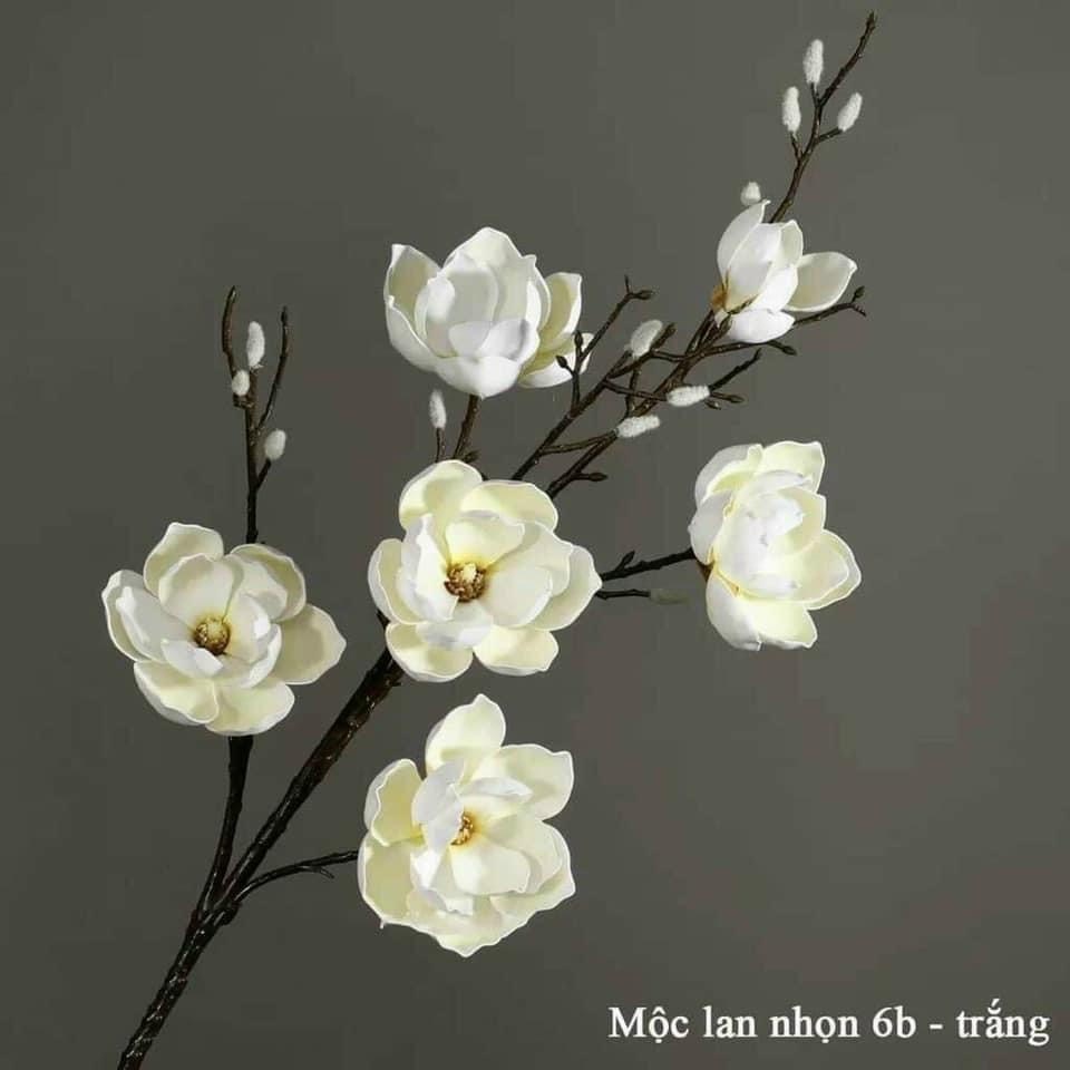 Hoa Giả - Hoa Mộc Lan 6 Bông Dài 130cm Chất Liệu Lụa Nhập Khẩu Cao Cấp HL014