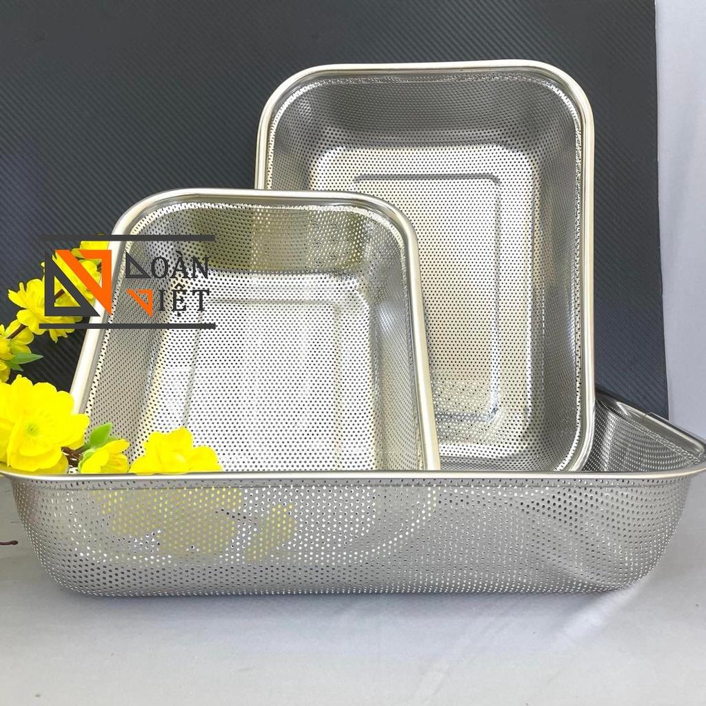 RỔ INOX đựng RAU CỦ, TRÁI CÂY ..hình CHỮ NHẬT , Inox không rỉ, lưới khít , có viền chắc chắn. NHIỀU SIZE