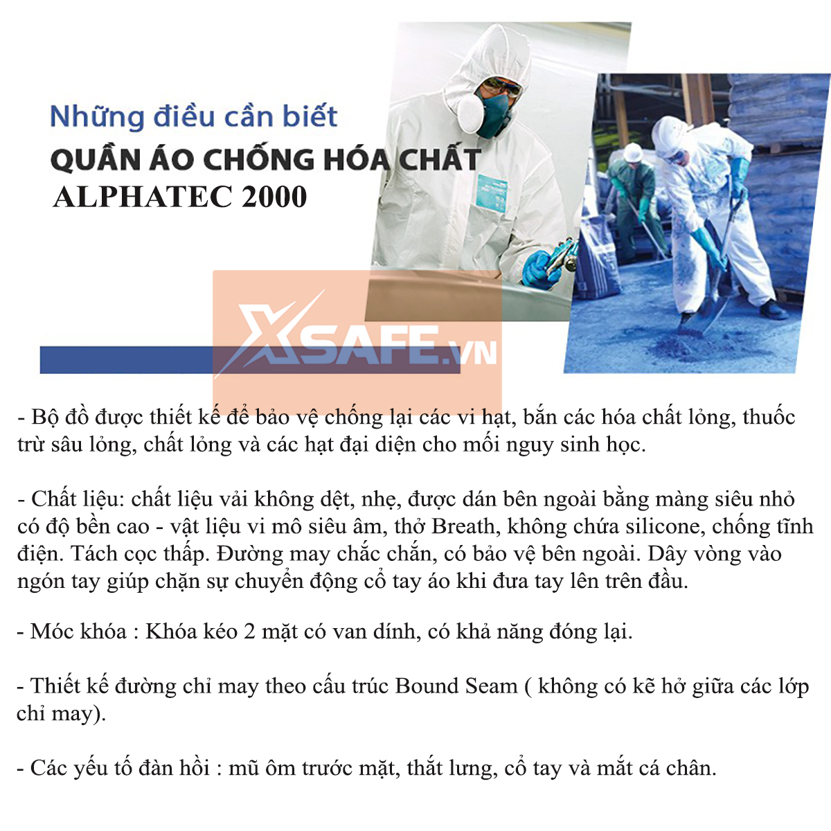 Quần áo chống hóa chất phòng dịch Alphatec 2000 Model 111 (Microgard 2000) Chống hóa chất - Chống lấy nhiễm cấp độ 4 ISO Type 5 6