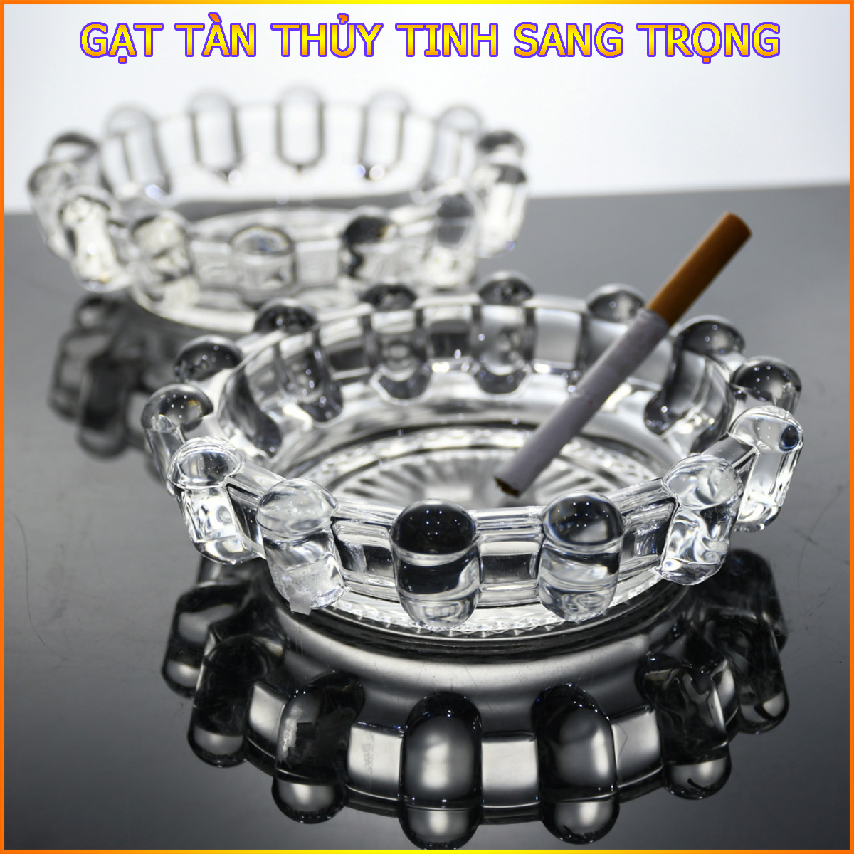 Gạt Tàn Hình Tròn Bằng Thủy Tinh Sang Trọng 14cm