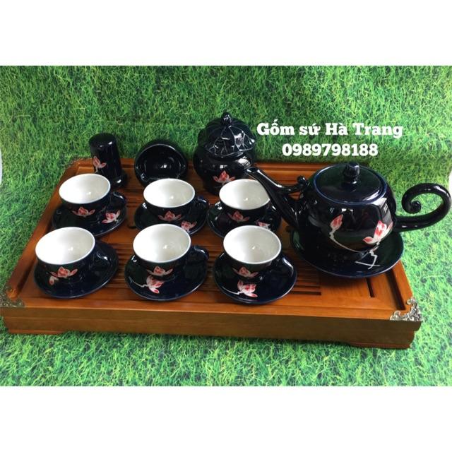 Bộ ấm chén Bát Tràng cao cấp đủ phụ kiện kèm khay y hình