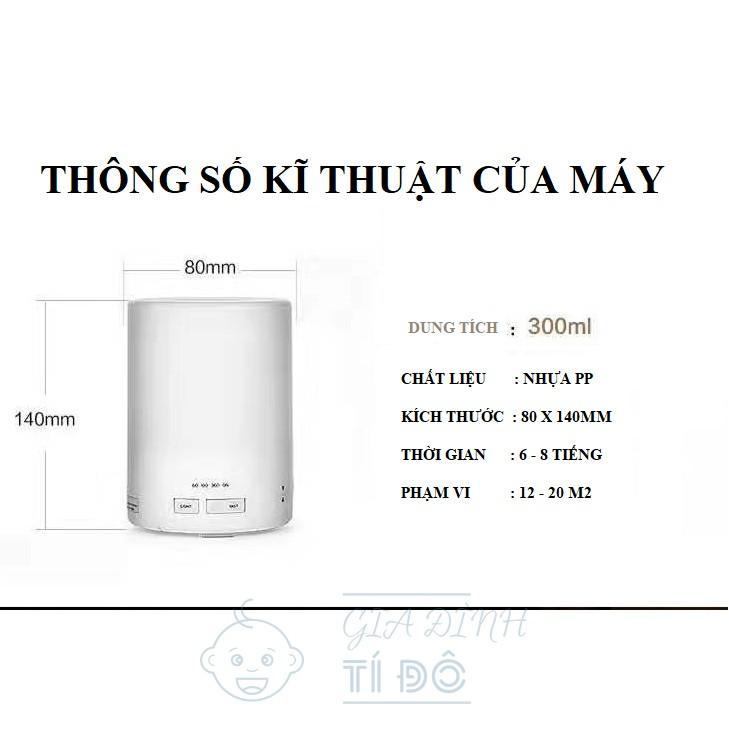 Máy Khuếch Tán Tinh Dầu Siêu Âm Cao Cấp Hình Trụ Dung Tích 300ml