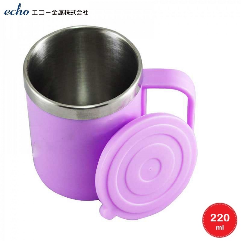 Cốc giữ nhiệt inox bọc nhựa Echo 220ml (Hồng|Tím|Xanh|) - Hàng nội địa Nhật Bản nhập khẩu chính hãng