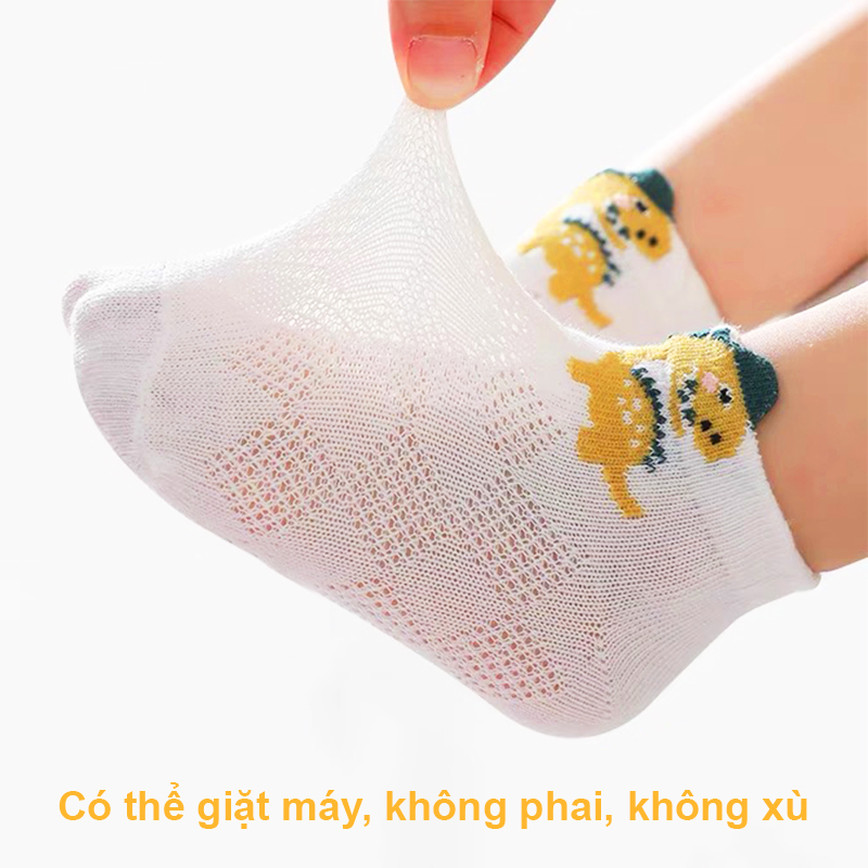 Tất cho bé gái và bé trai 0-3 tuổi thoáng khí Baby-S, Set 5 tất lưới cho bé hình thú ngộ nghĩnh nhiều màu sắc xinh xắn – ST022