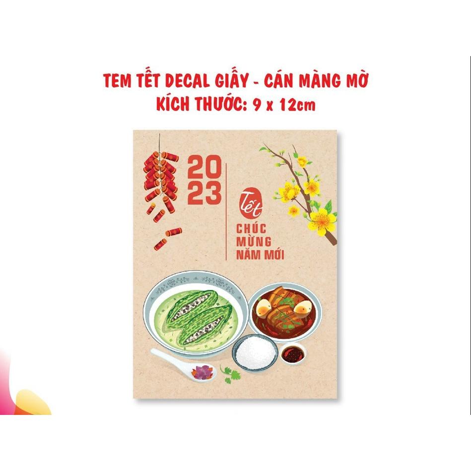 20 TEM DÁN 9*12CM - Mẫu mới Tết 2023 Bánh Chưng, Thịt kho