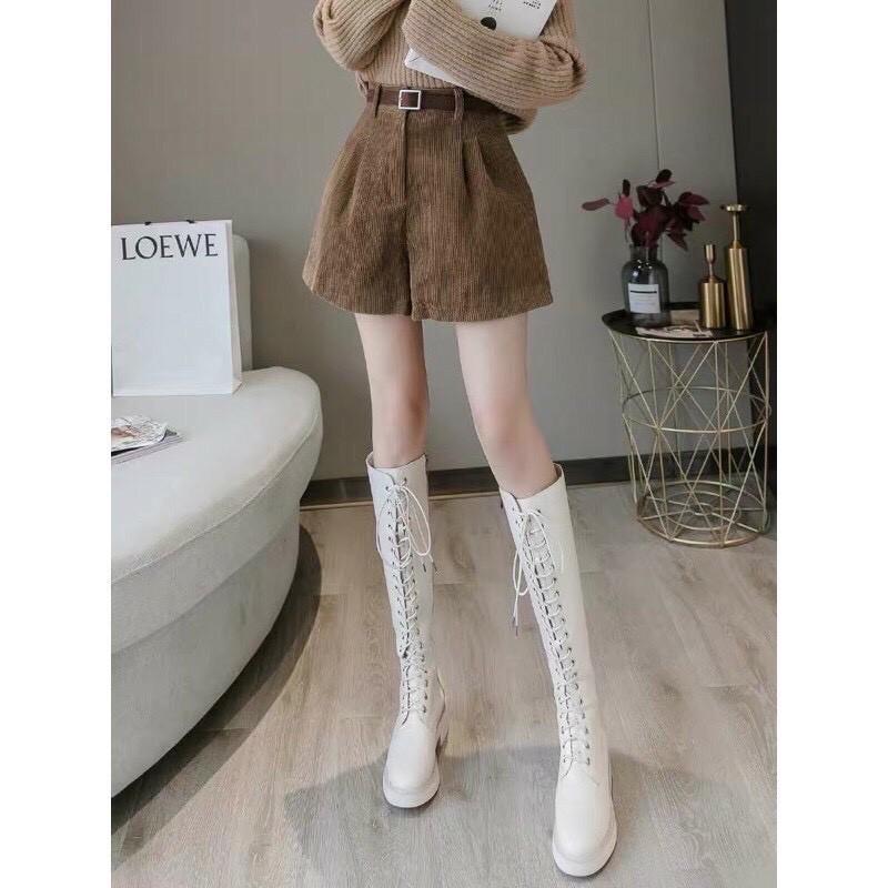 Quần short nhung tăm siêu hot chất vải mềm nhẹ thời trang Banamo Fashion quần short nhung tăm 651