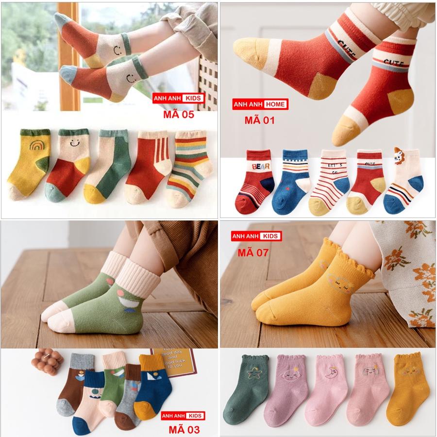 Set 5 đôi Tất Cho Bé - Tất Trẻ Em Chất Cotton Hàng Xuất Khẩu- Anhanhkids, Anhanhhome - Mã 02