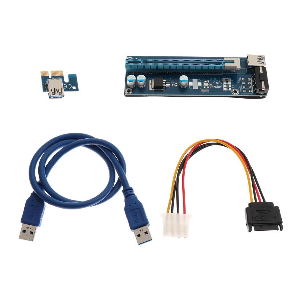 PCI- USB3.0 1x to 16x Extender Riser Card Adapter with Cables