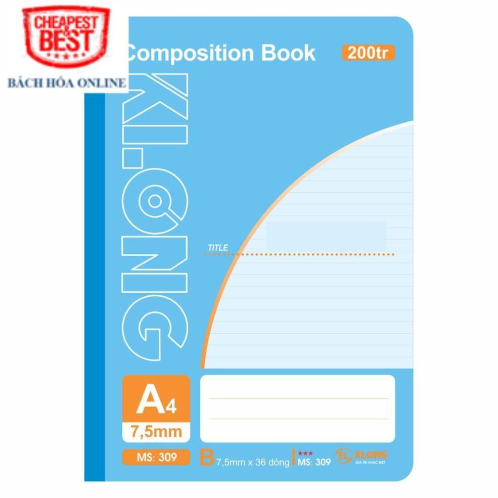 Sổ may KLONG A4 200trang 58/88 Compostion Book; MS: 309