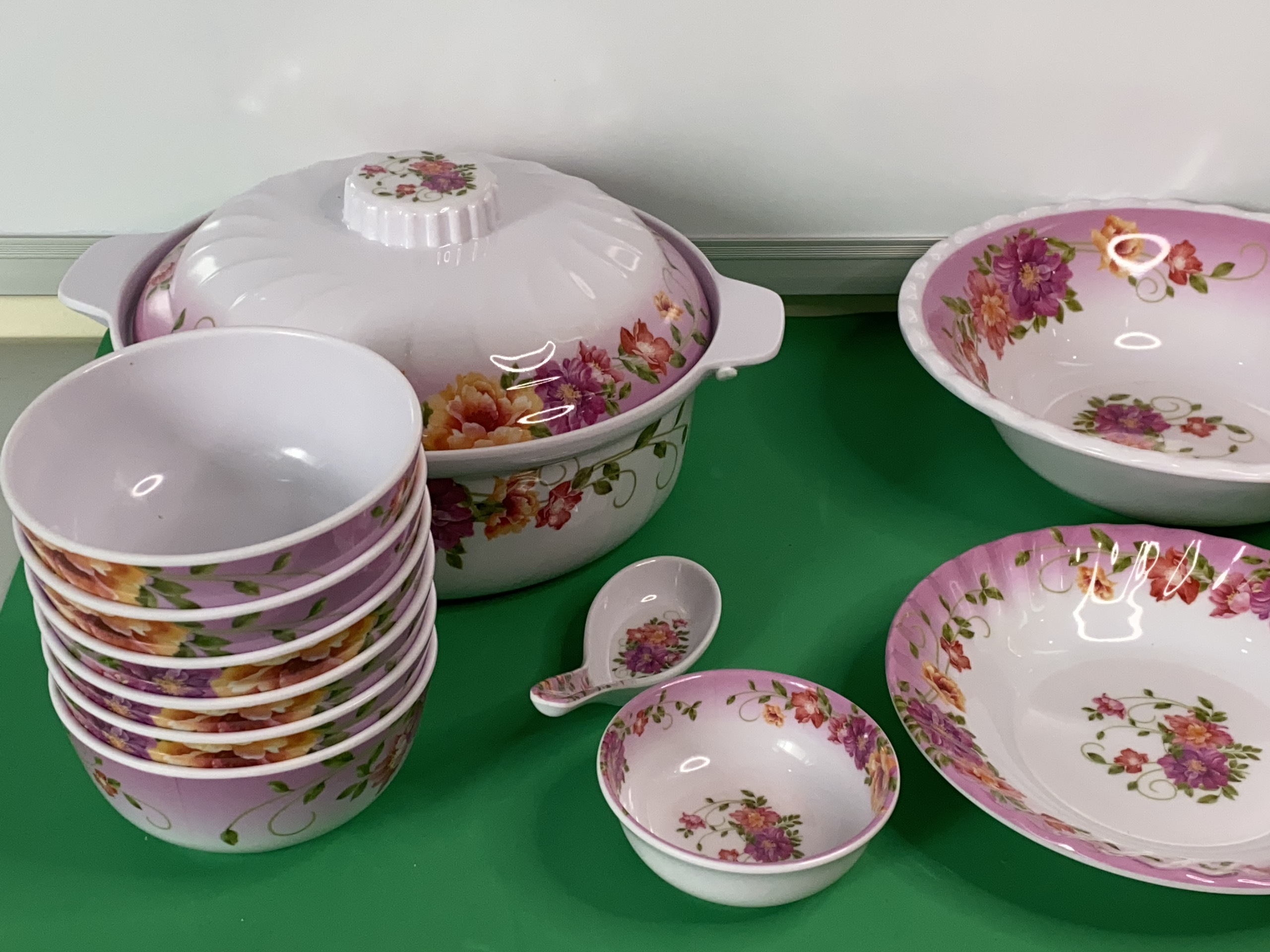 Combo 6 Chén (Bát) Cơm 9 Món ANH THẢO  Nhựa Xanh Melamine Cao Cấp