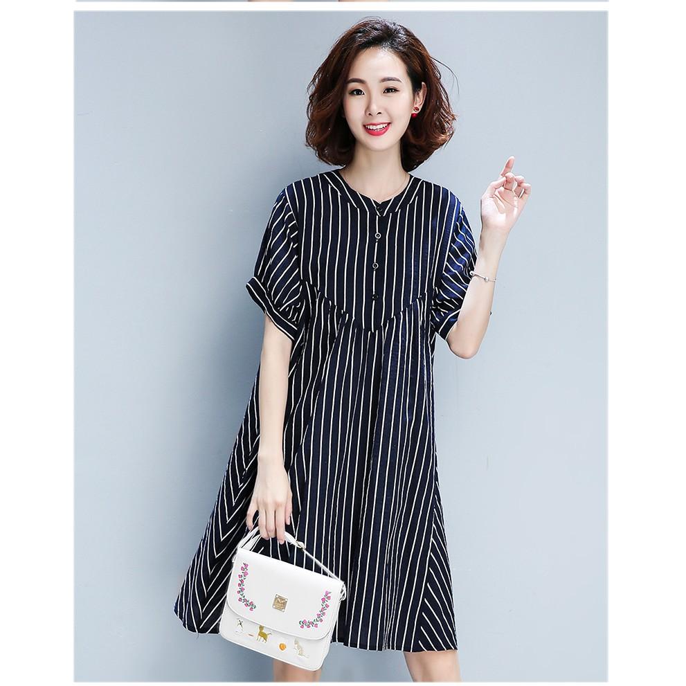 DRESS111-ĐẦM SỌC SUÔNG TAY NGẮN S-6XL