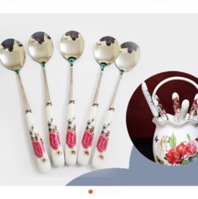 Thìa ăn cơm cán sứ CAO CẤP SIÊU ĐẸP