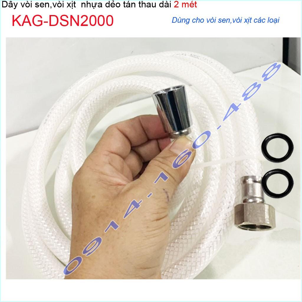 Dây sen nhựa KAG-DSN2000-2m cao cấp,dây dẫn nước vòi sen vòi xịt 2m dây bằng nhựa chịu áp lực tốt giá tốt sử dụng tốt