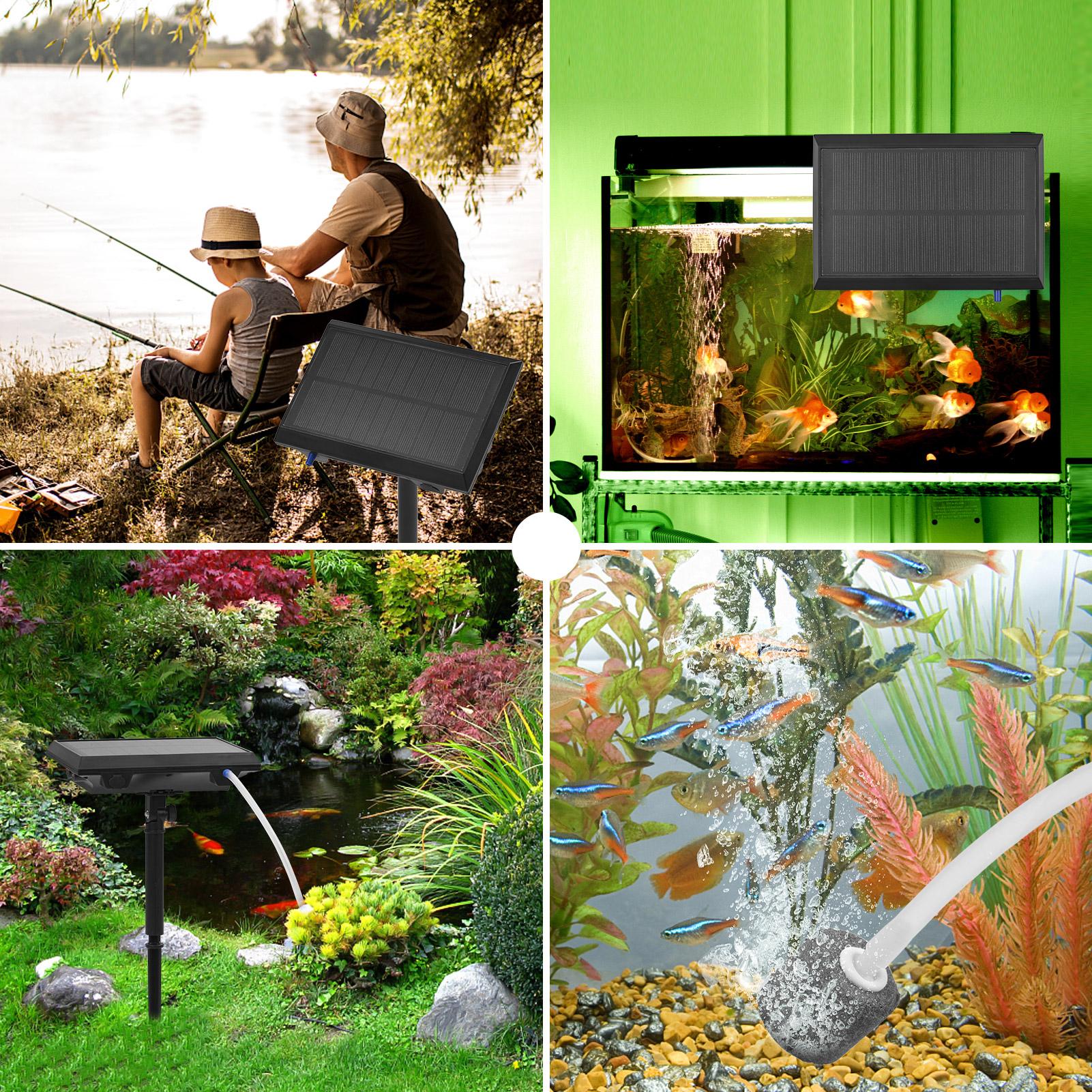 5.5V 1.5W Solar Air Pump Fish Tank Oxygenator with Aquarium Pipe & Air Bubble Stone Outdoor Pond Oxygen Pump Aerator