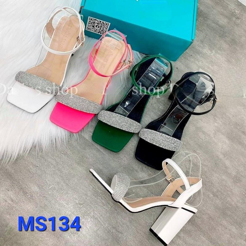 Giày Sandal Nữ 7 Phân Gót Vuông Quai Đính Đá Siêu Dễ Thương Hàng Hot - MS 134