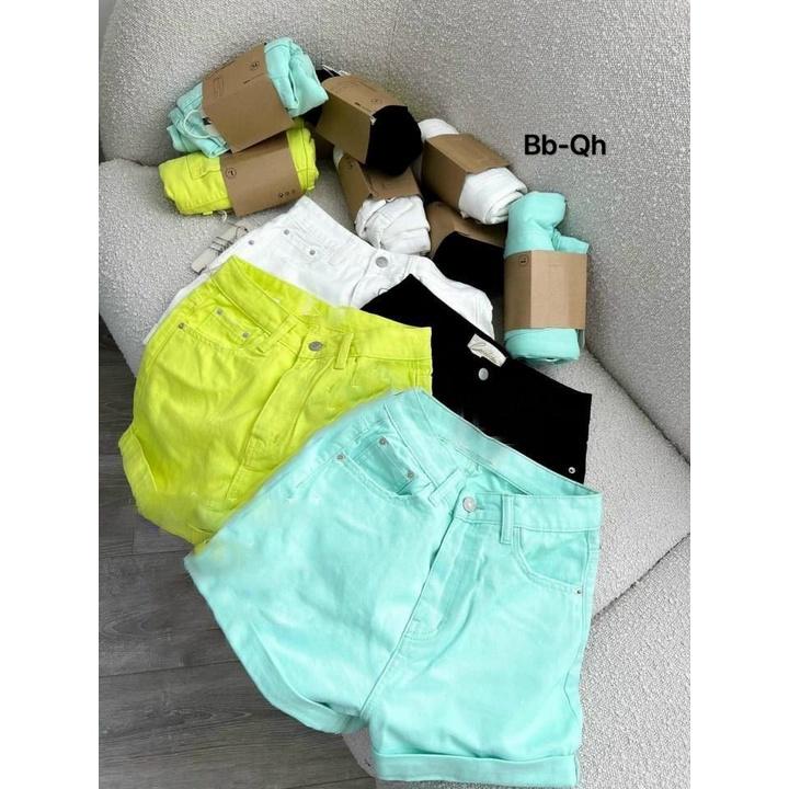 Quần đùi lưng cao cho bé gái phối đồ đi chơi sành điệu size 10-40kg chất jeans co giãn mềm mại