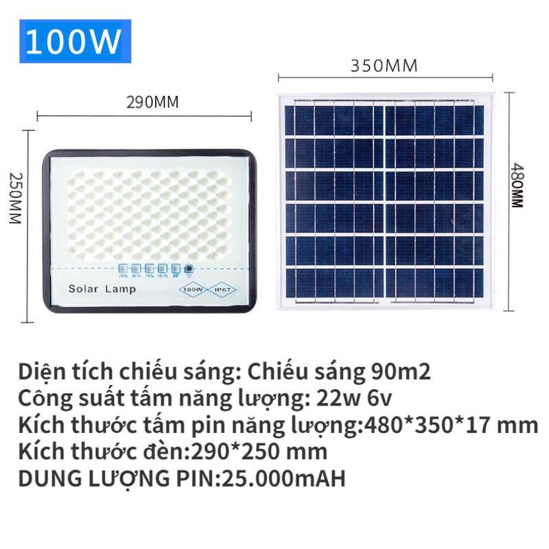 Đèn năng lượng mặt trời đèn chống lóa Solar Light khung nhôm 50W,100W,200W,300W- IP67 bảo hành 2 năm