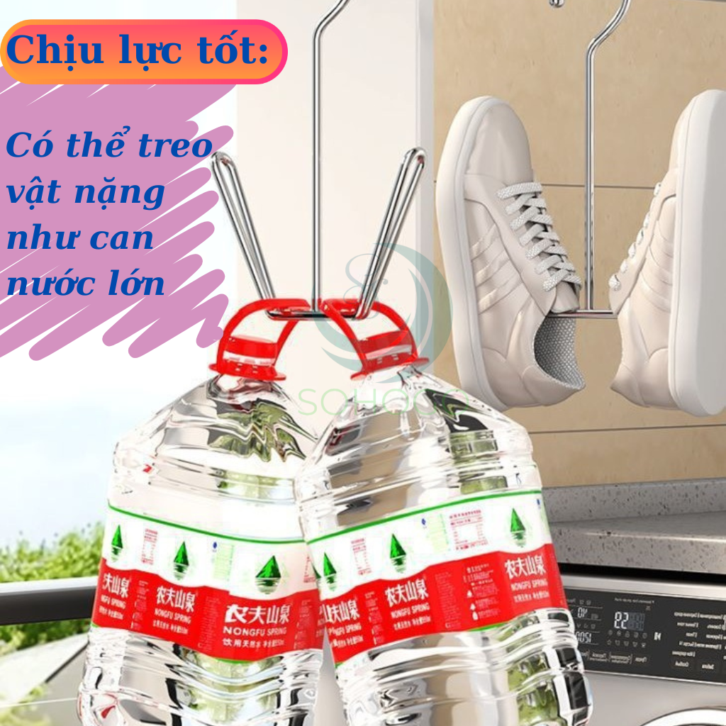 Bộ 2 Móc Treo Giày Đôi Inox Đa Năng- Móc Phơi Giày Thông Minh Chống Gỉ -Móc Sắt Treo Dép – Giày – Chai Đa Dụng