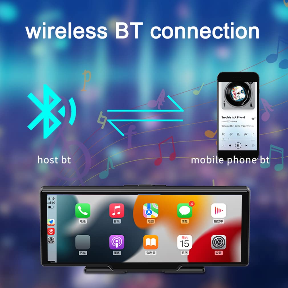 Carplay android bảng điều khiển tự động bảng điều khiển cam camera kép 10 inch 2K + 1080P Chức năng âm nhạc Bluetooth, Wifi Điều khiển bằng giọng nói Máy Quay video Kéo Dài thời gian