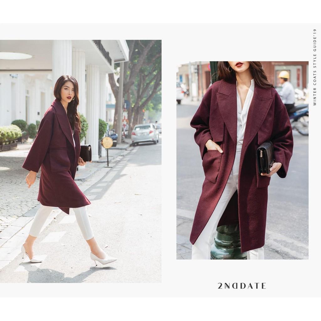 Áo khoác nữ dáng dài bigsize Burgundy 2NDDATE CO003BF