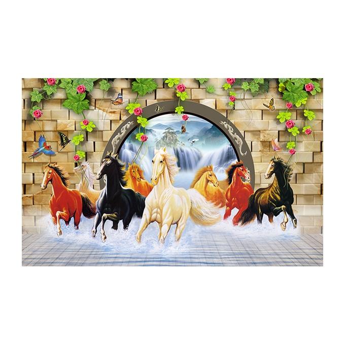Tranh phong thủy 3D MÃ ĐÀO THÀNH CÔNG - con ngựa in decal ms05