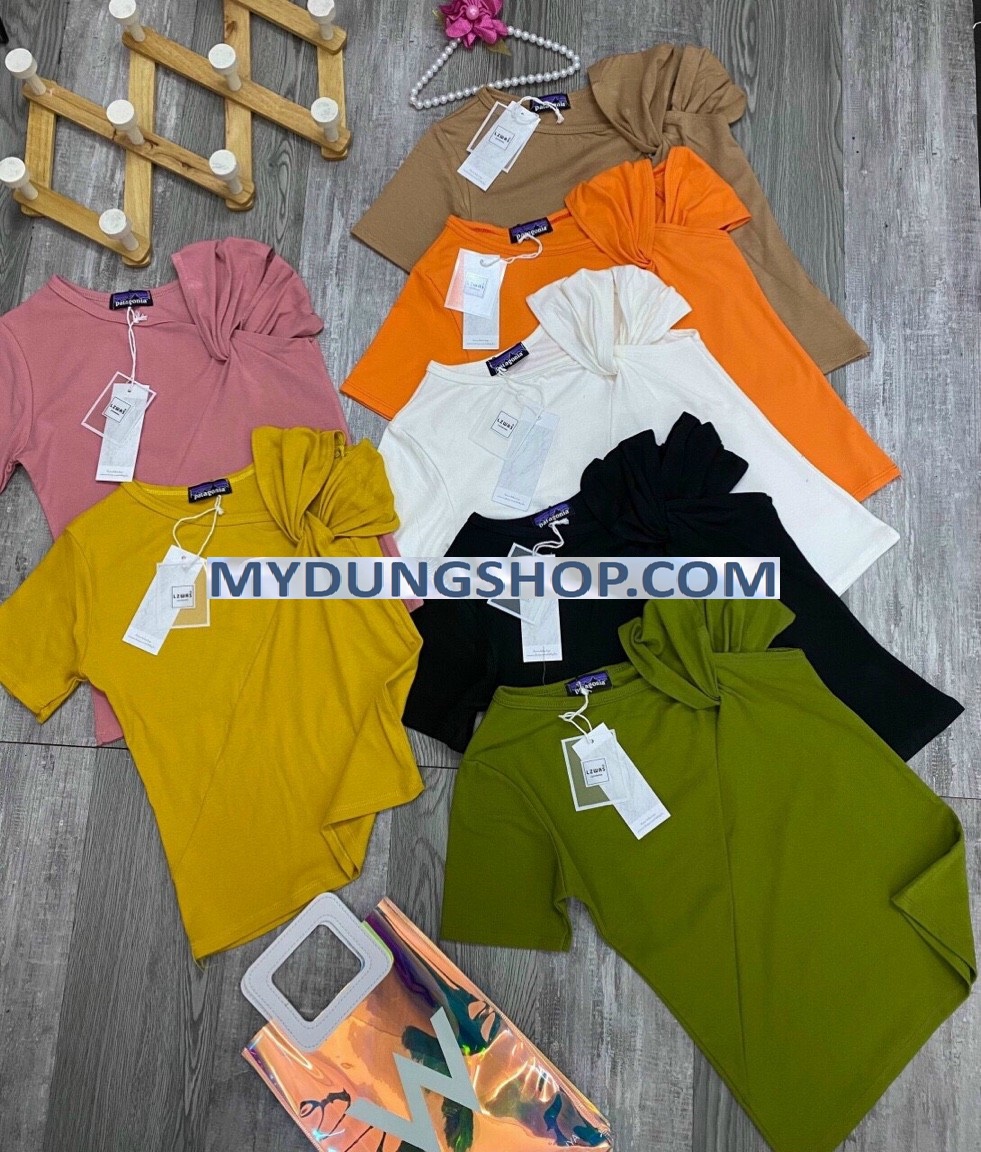 ÁO THUN CỔ TRÒN, XOẮN VAI CÁCH ĐIỆU-GAM MÀU NGỌT NGÀO- DỄ PHỐI ĐỒ