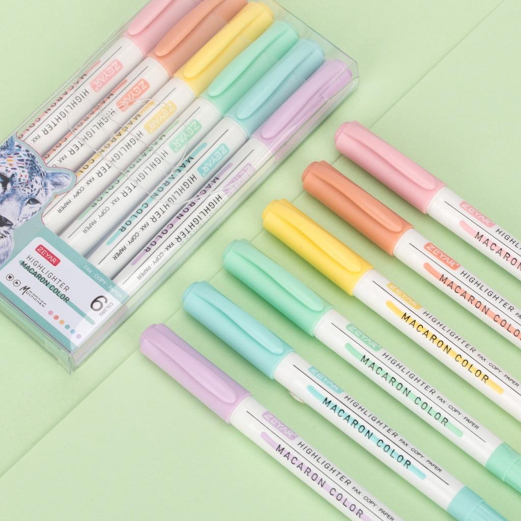 Bút dạ quang 6 màu bút đánh dấu nhớ dòng cute nhiều màu marker dễ thương