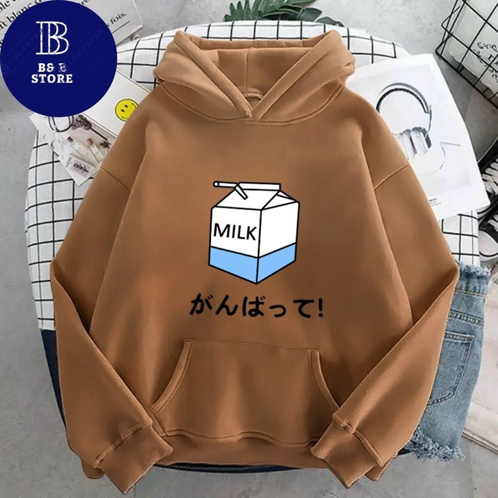 ÁO KHOÁC HOODIE NỈ UNISEX IN MILK SIÊU CUTE ÁO KHOÁC HOODIE LOCAL BRAND FORM RỘNG NAM NỮ NHIỀU MÀU