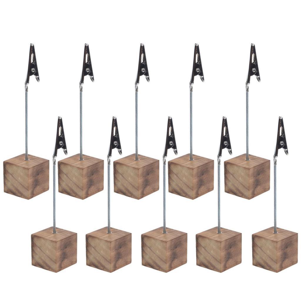 Set 10 Kẹp Giấy / Thiệp / Ảnh Thiết Kế Đế Gỗ