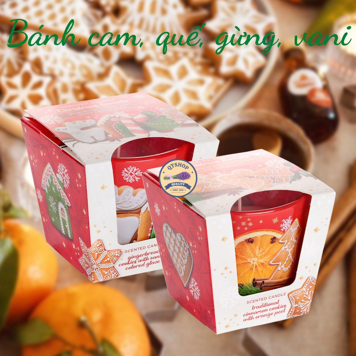 Combo 2 Ly nến thơm tinh dầu Bartek Christmas Sweets 115g QT0068 - bánh cam, quế, gừng, vani, trang trí, thơm phòng, thư giãn, hỗ trợ khử mùi (giao mẫu ngẫu nhiên)