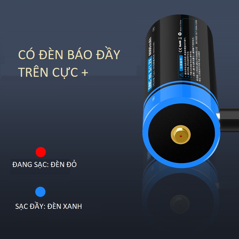 Combo 2 Pin D sạc cỡ đại Beston DNC-80 1.2v 8000mAh cổng sạc USB Type-C Pin Sạc Cho Bếp Ga, Đèn Pin, Thiết Bị Công Nghiệp