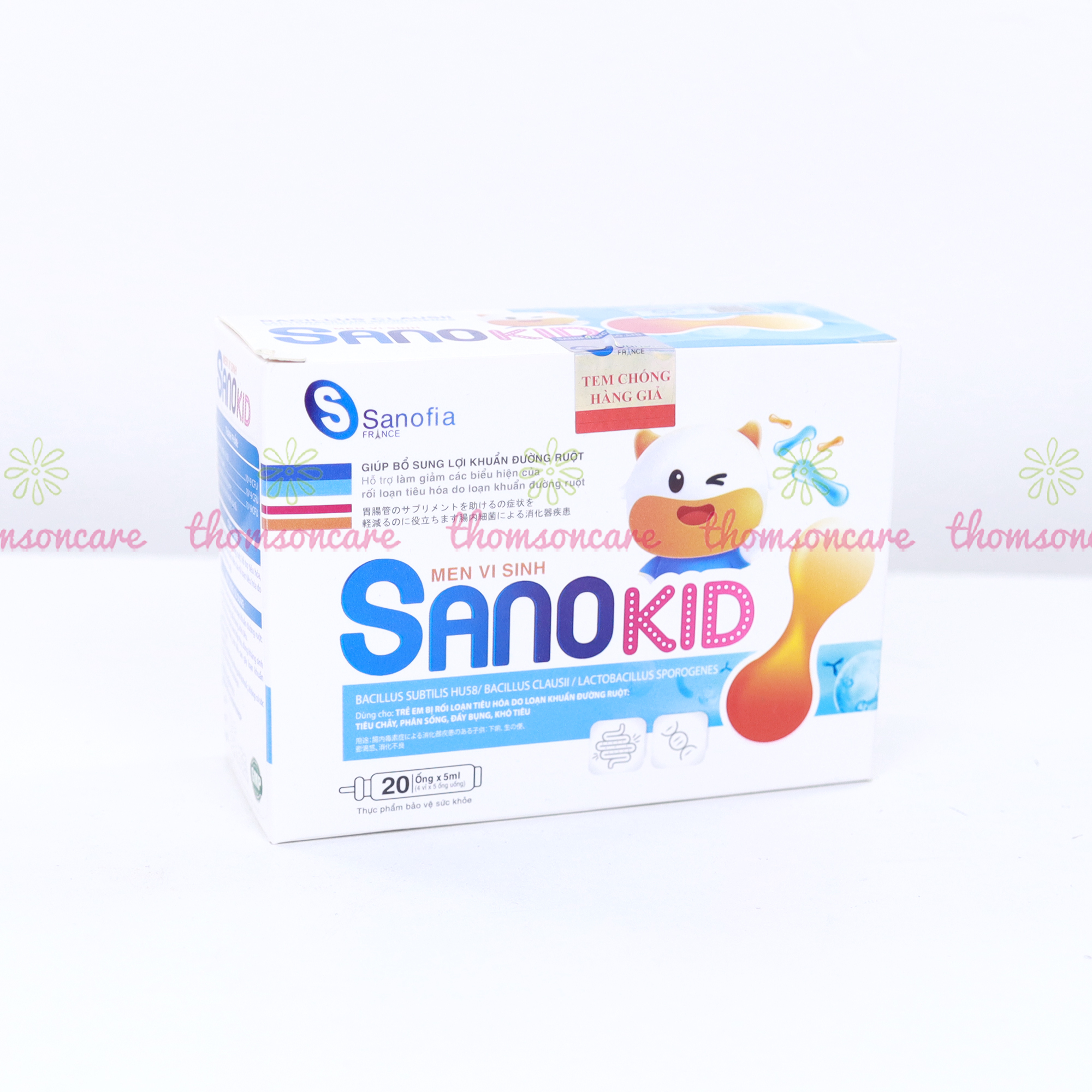 Men tiêu hóa Sanokid - Bổ sung lợi khuẩn đường ruột, ngăn ngừa tình trạng tiêu chảy, đầy bụng - Hộp 20 ống x 5ml Thomsoncare