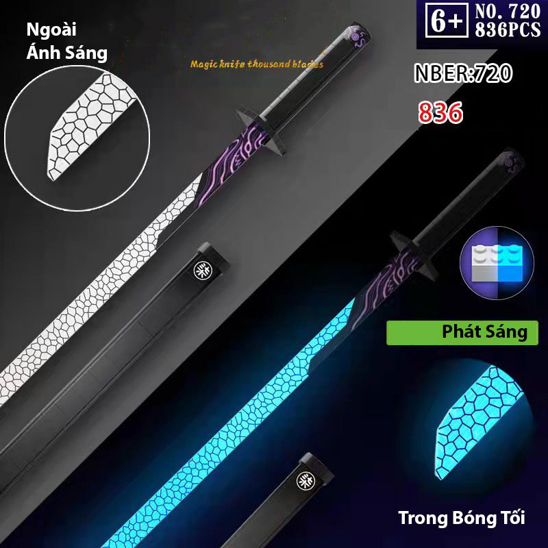 Đồ Chơi Lắp Ráp Mô Hình Kiếm Dạ Quang Phát Sáng Magic Knife Thousand Blades No.720 Với 836 PCS,Đồ Chơi Thông Minh