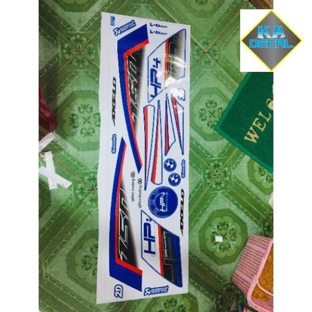 Tem rời Axelo HP4 dán xe trắng xanh