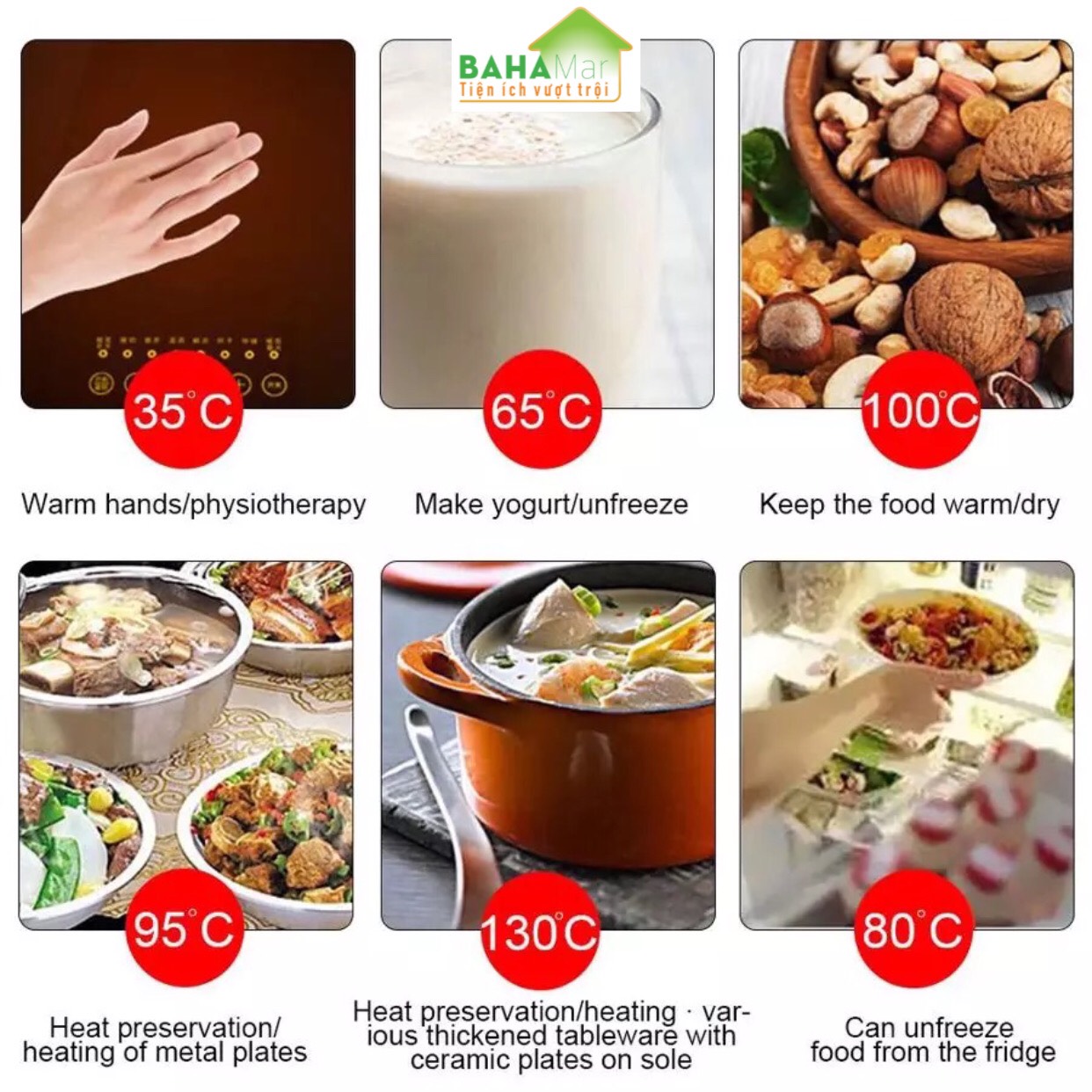 MÂM ĐIỆN TRÒN THÔNG MINH CÁCH NHIỆT LÀM NÓNG GIỮ ẤM THỨC ĂN 50 CM BAHAMAR làm nóng thức ăn trong suốt bữa ăn giữ ấm đến cuối cùng bữa ăn.