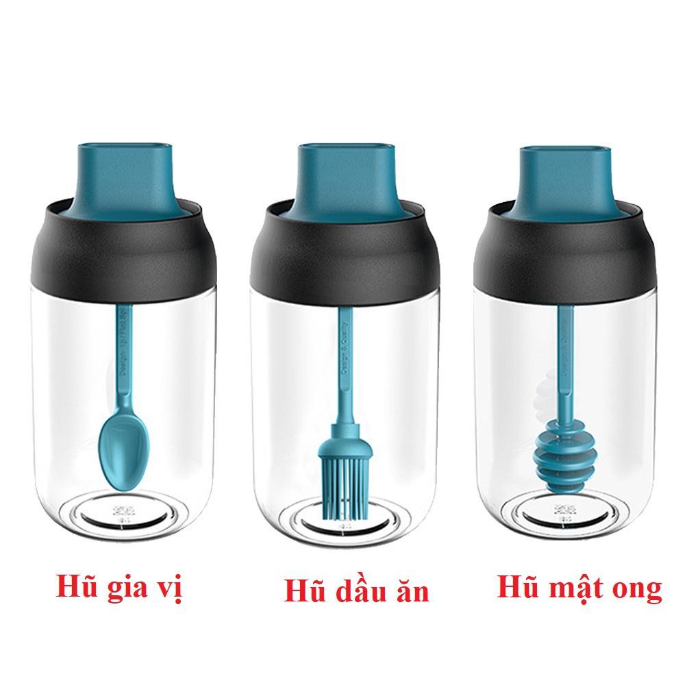 Hũ Đựng Gia Vị Thủy Tinh Muỗng Nhựa 250ml, 280ml Siêu Tiện Dụng HDG01