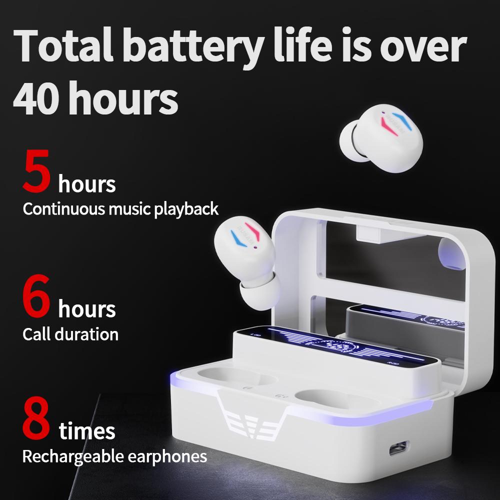 Rusam gốc T25 tws tai nghe không dây Bluetooth 5.2 Tai nghe Tai nghe Thể thao chống nước Tai nghe Nhiễm Thể thao với Mic Color: Black
