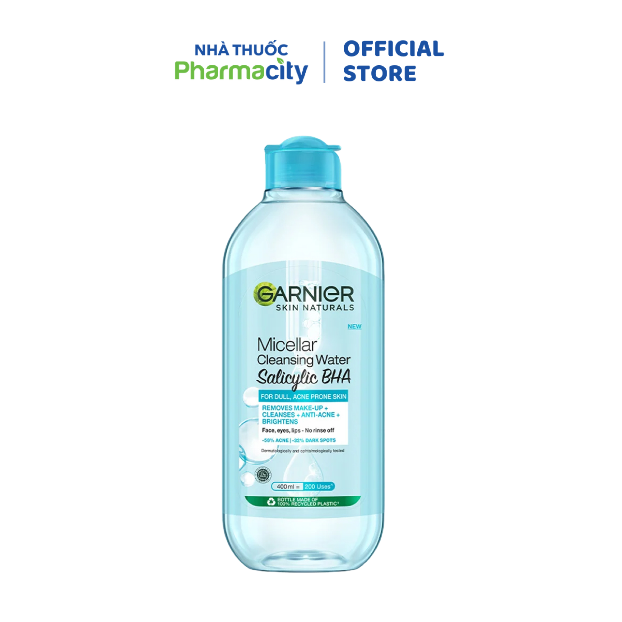 Nước tẩy trang cho da dầu và mụn Garnier Skin Naturals Micellar Cleansing Water (Chai 400ml)
