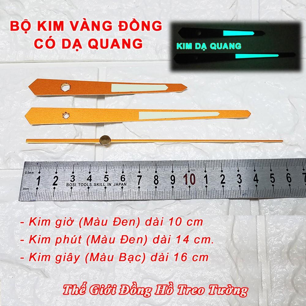 Máy Đồng Hồ Treo Tường Cao Cấp KIM TRÔI EASTAR – Bộ KIM VÀNG ĐỒNG Có DẠ QUANG + Tặng Pin Maxell - Trục Kim 13.5mm