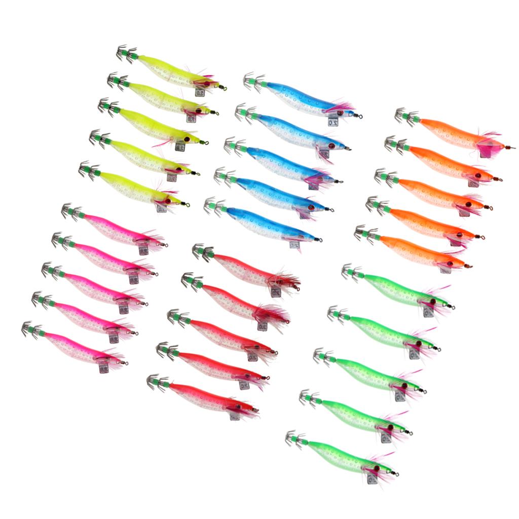 5pcs Luminous Squid Jigs Saltwater Fishing Lures Octopus Squid Hooks