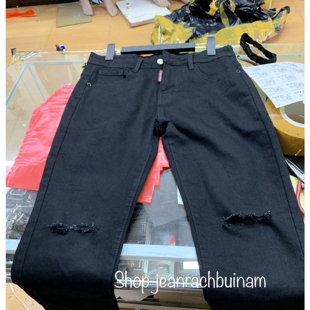 Quần jean nam zipper dáng skinny rách gối