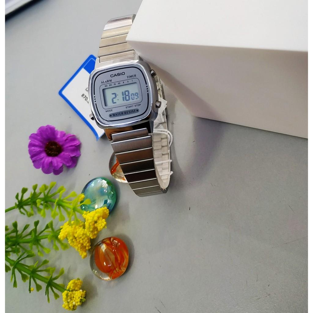 Đồng hồ điện tử nữ CASIO chính hãng LA670W, dây kim loại