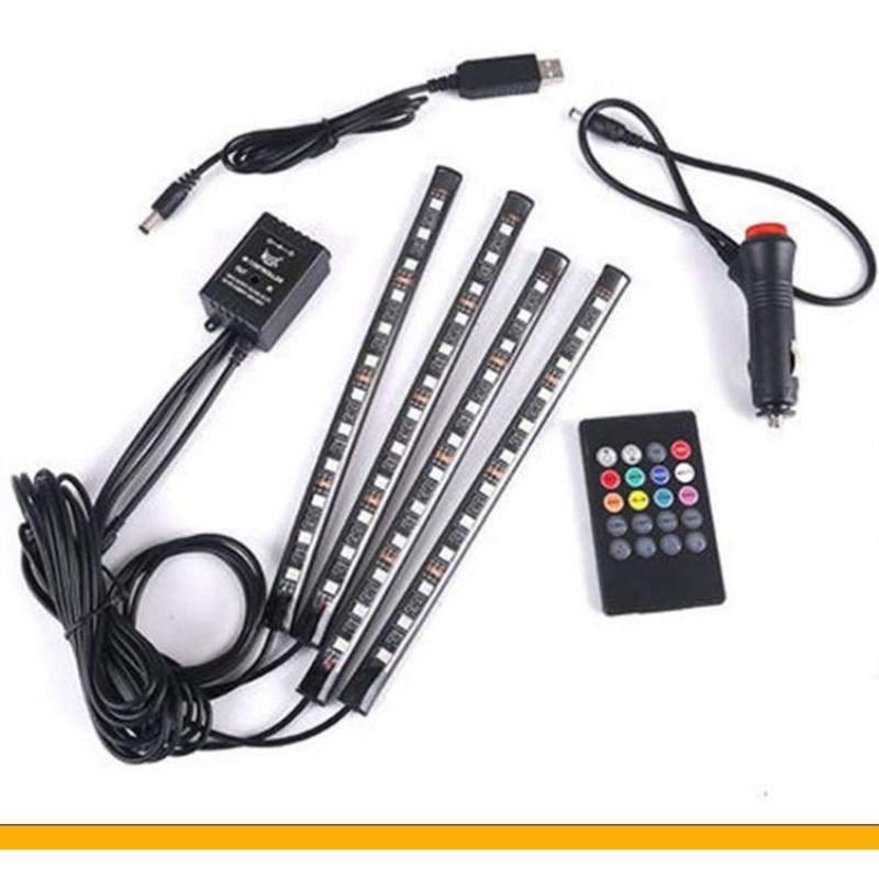 Bộ đèn led gầm ghế ô tô xe hơi cảm biến đổi màu theo nhạc, có điều khiển