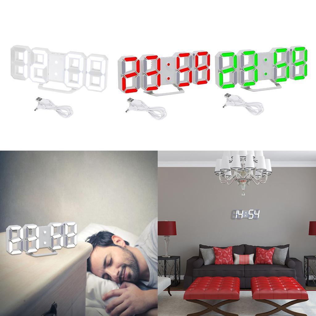 3D LED Digital Clock Wall Table Desktop Alarm Clock for Home Office